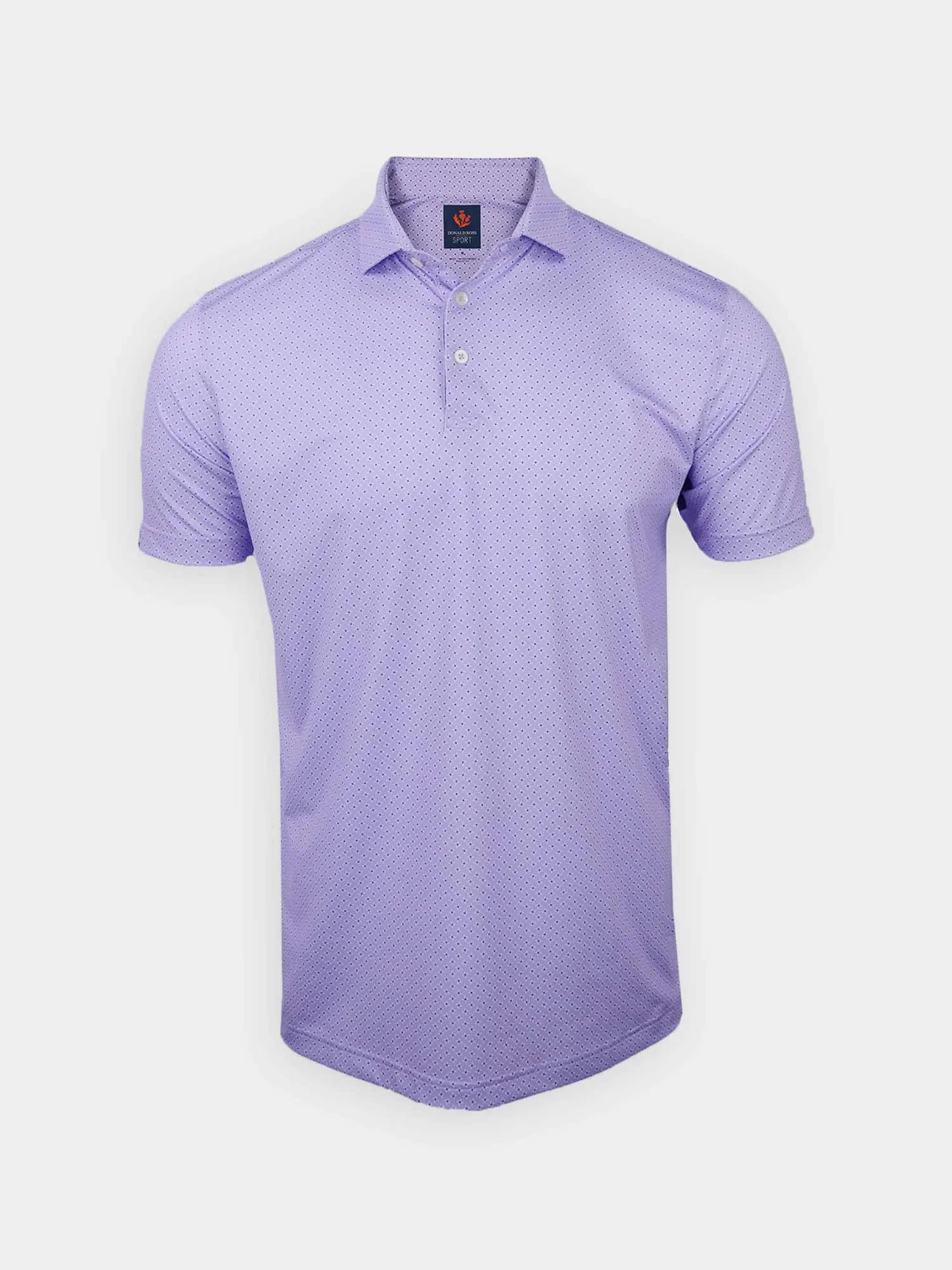 Donald Ross Mens Sport Fit William Pinwheel Print Polo - LAVENDER/WHITE/BLACK