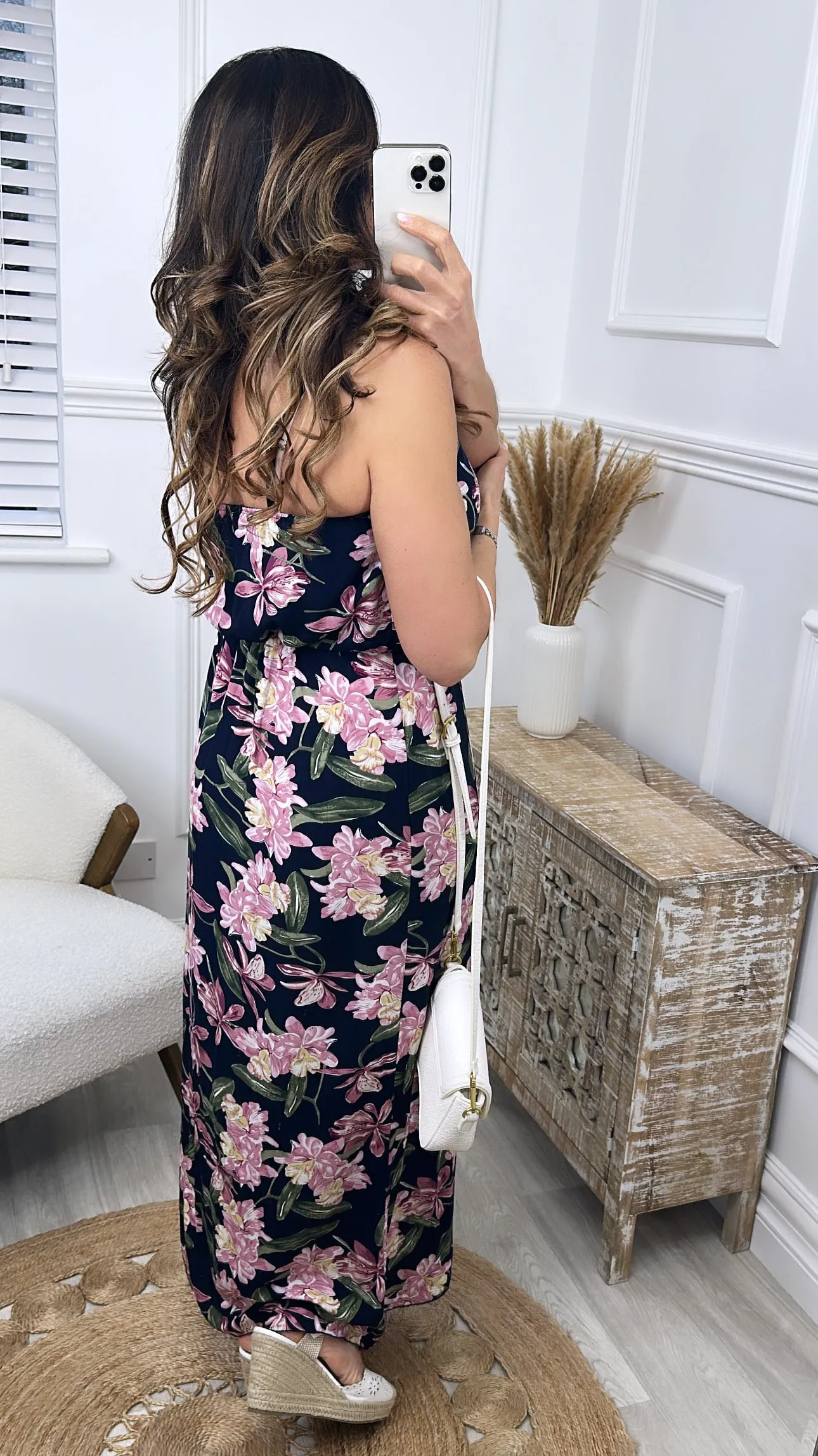 Doris Navy Floral Print Maxi Dress