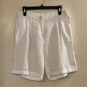 EILEEN FISHER Organic Linen Roll Up Classic Walking Shorts in White