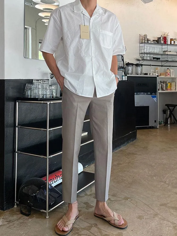 Elastic Waist Ice Silk Drape Suit Pants