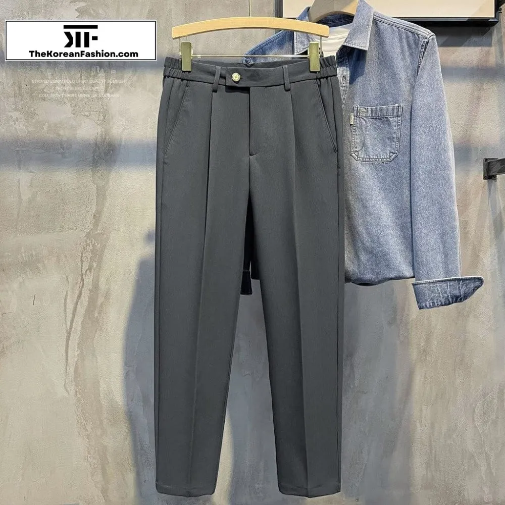 Elastic Waist Pendant Straight Pants