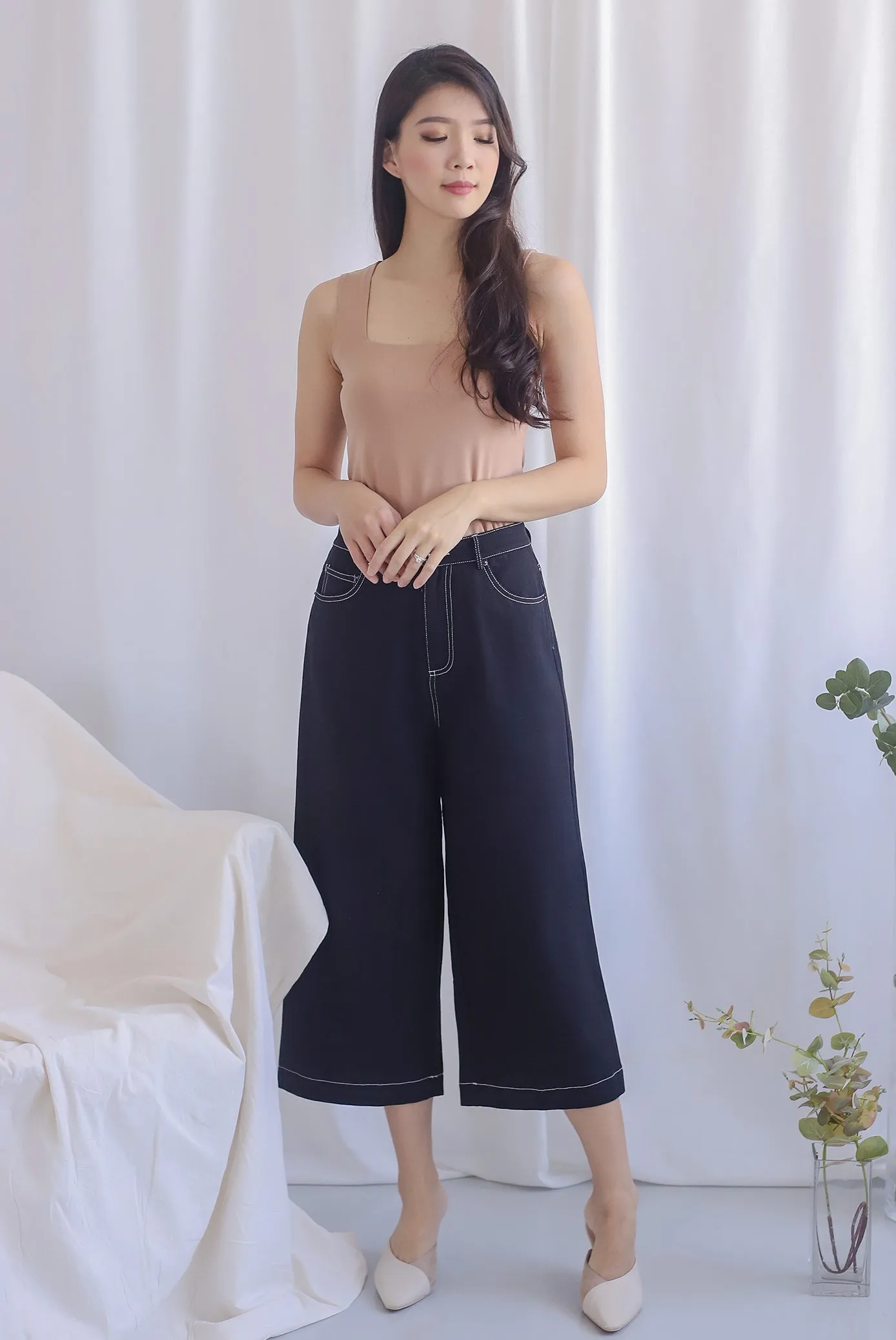 Everetti Denim Culottes In Black