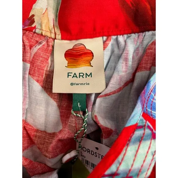 FARM RIO Sweet Jungle Red Shorts in Ananas Red Print Sz L NWT