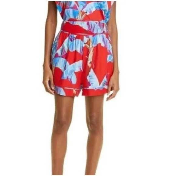 FARM RIO Sweet Jungle Red Shorts in Ananas Red Print Sz L NWT