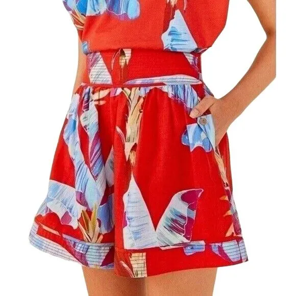 FARM RIO Sweet Jungle Red Shorts in Ananas Red Print Sz L NWT