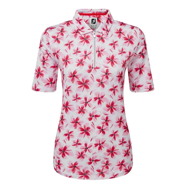 FootJoy Womens 1/2 Sleeve Floral Shirt - Pink / Red / Black