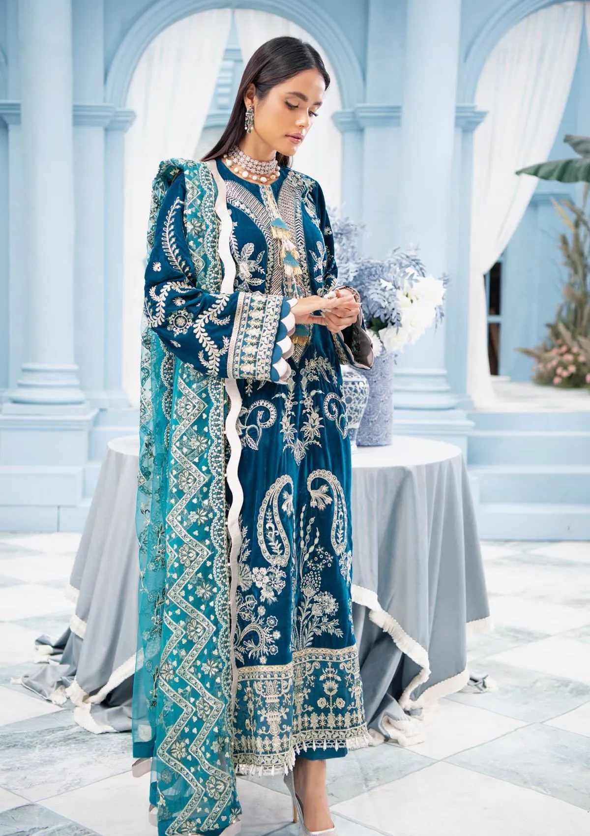 Formal Pakistani Shalwar Kameez in Teal Shade #PF269