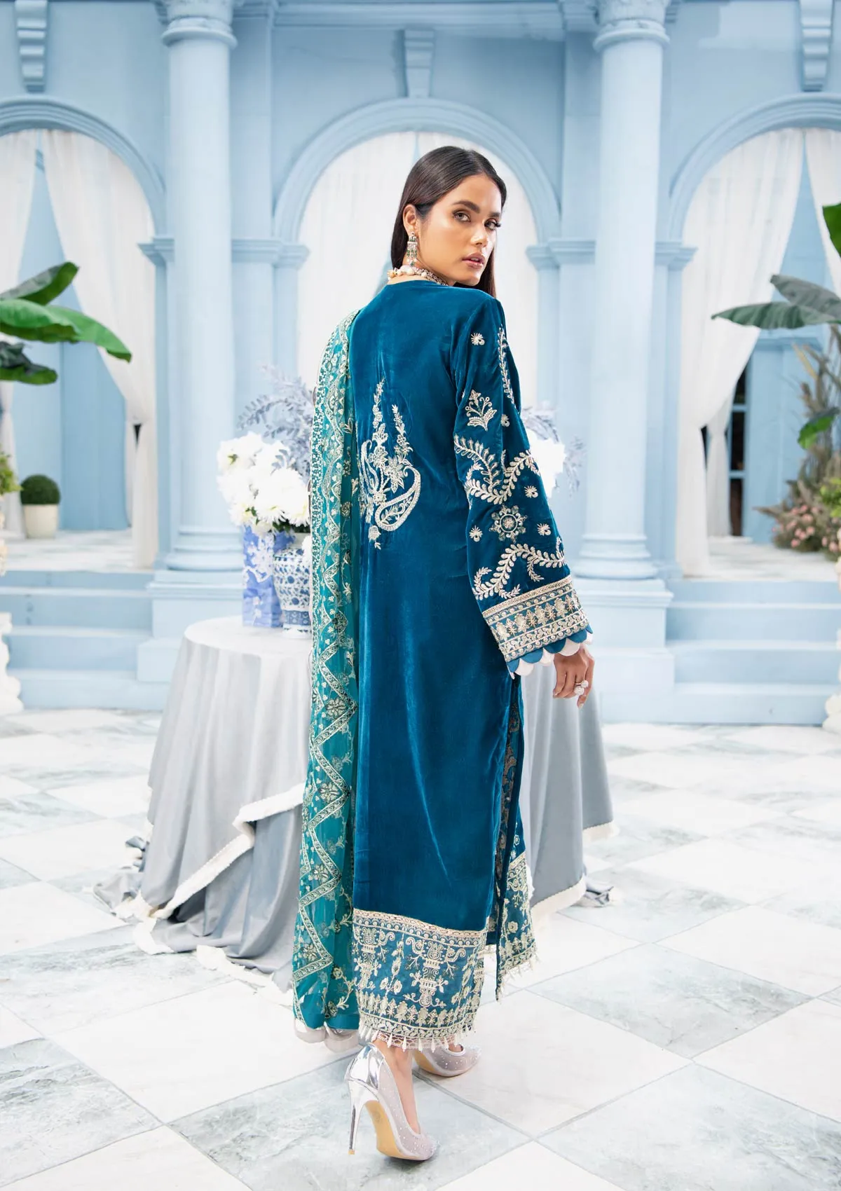 Formal Pakistani Shalwar Kameez in Teal Shade #PF269