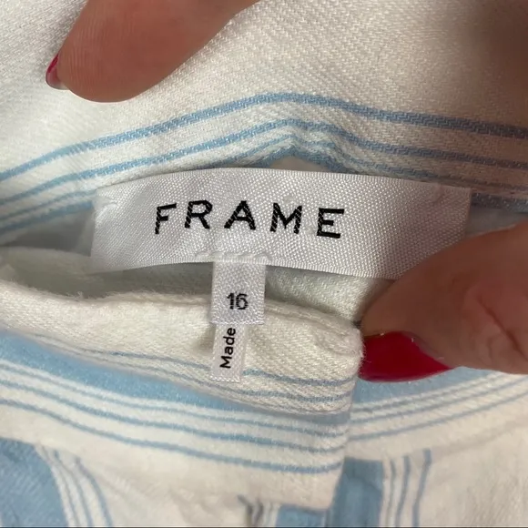 Frame Fine Stripe Linen Shorts, size 16 NWT