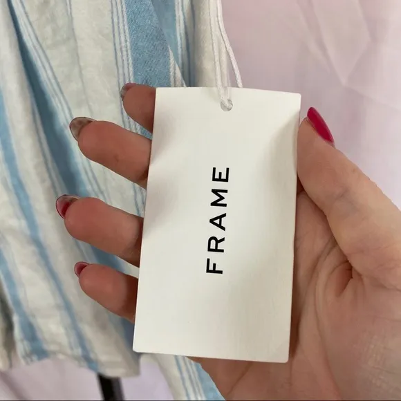 Frame Fine Stripe Linen Shorts, size 16 NWT