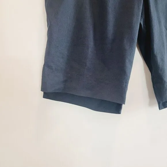 Frame Linen Blend Navy Blue Bermuda Shorts LWWB0507 Size 14 $275 Retail