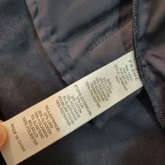 Frame Linen Blend Navy Blue Bermuda Shorts LWWB0507 Size 14 $275 Retail