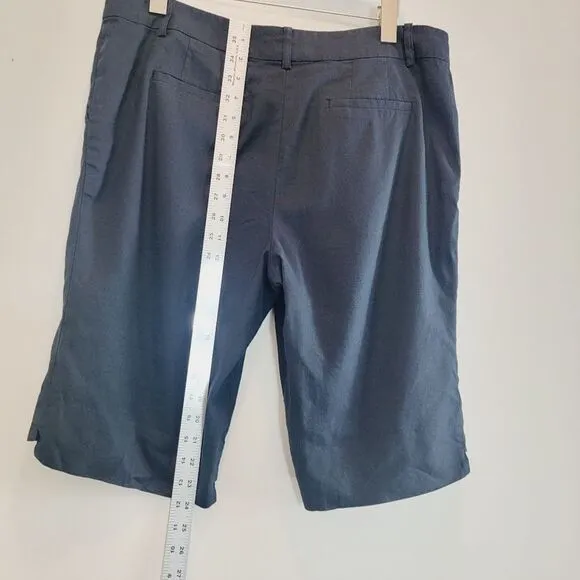 Frame Linen Blend Navy Blue Bermuda Shorts LWWB0507 Size 14 $275 Retail