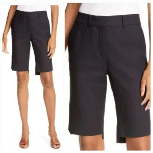 Frame Linen Blend Navy Blue Bermuda Shorts LWWB0507 Size 14 $275 Retail