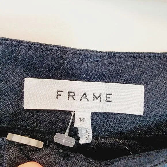 Frame Linen Blend Navy Blue Bermuda Shorts LWWB0507 Size 14 $275 Retail