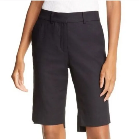 Frame Linen Blend Navy Blue Bermuda Shorts LWWB0507 Size 14 $275 Retail