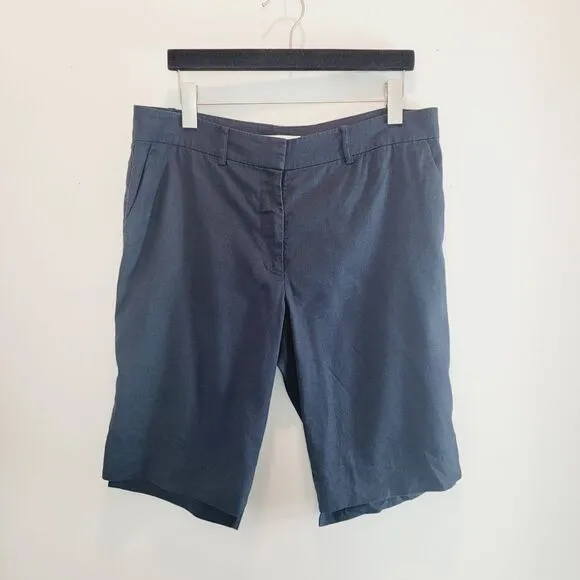 Frame Linen Blend Navy Blue Bermuda Shorts LWWB0507 Size 14 $275 Retail