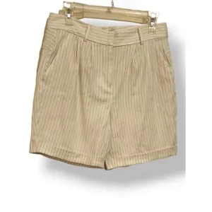 Frame pleated linen blend Pinstripe Cream high-waisted shorts size 2