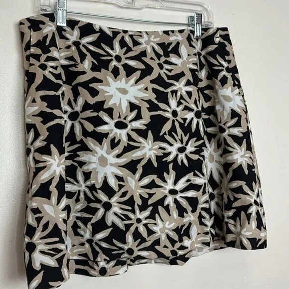Frank &amp; Oak Floral Neutral Linen Blend The Printed Mini Skirt Skort