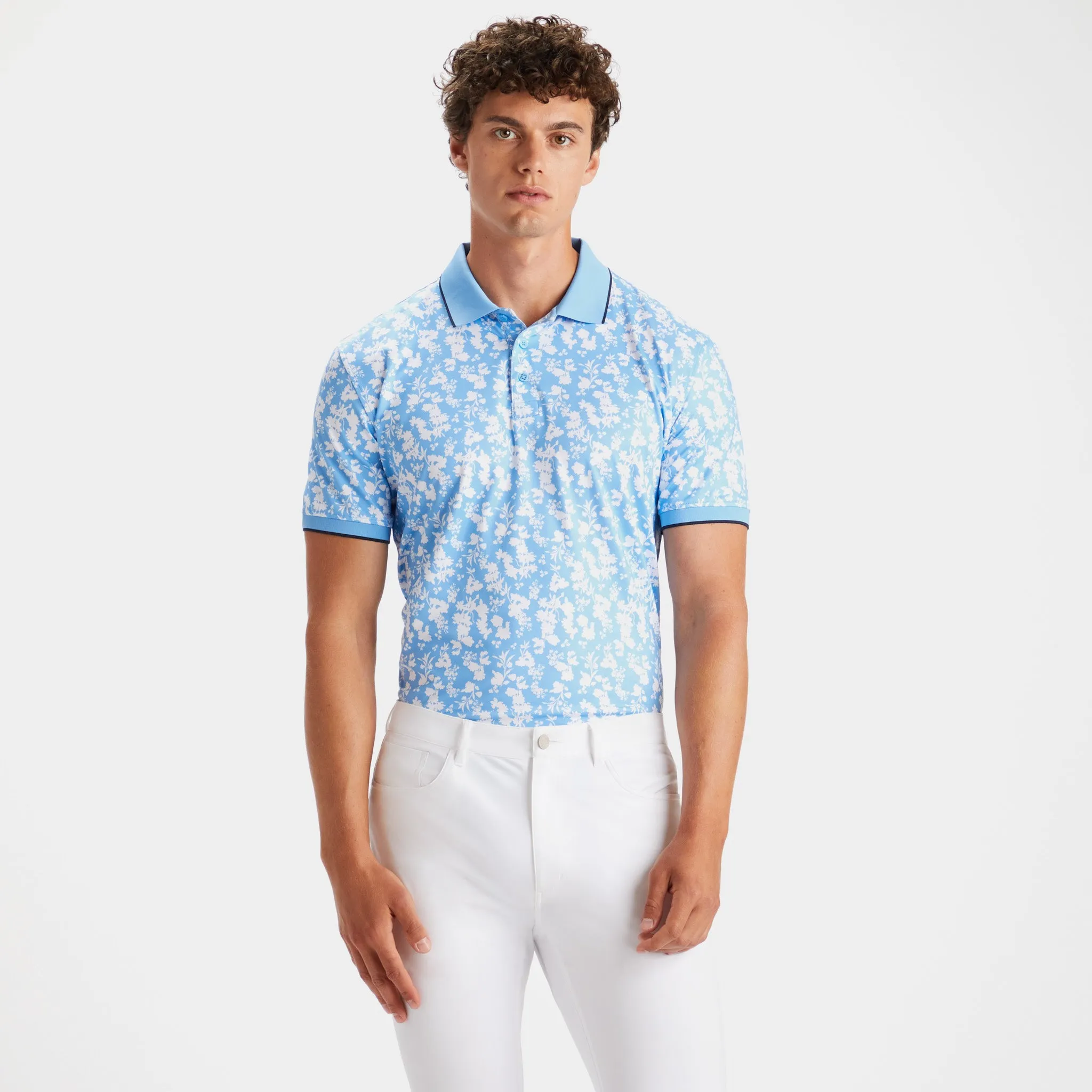 G/Fore Blossom Rib Collar Tech Jersey Tailored Fit Polo