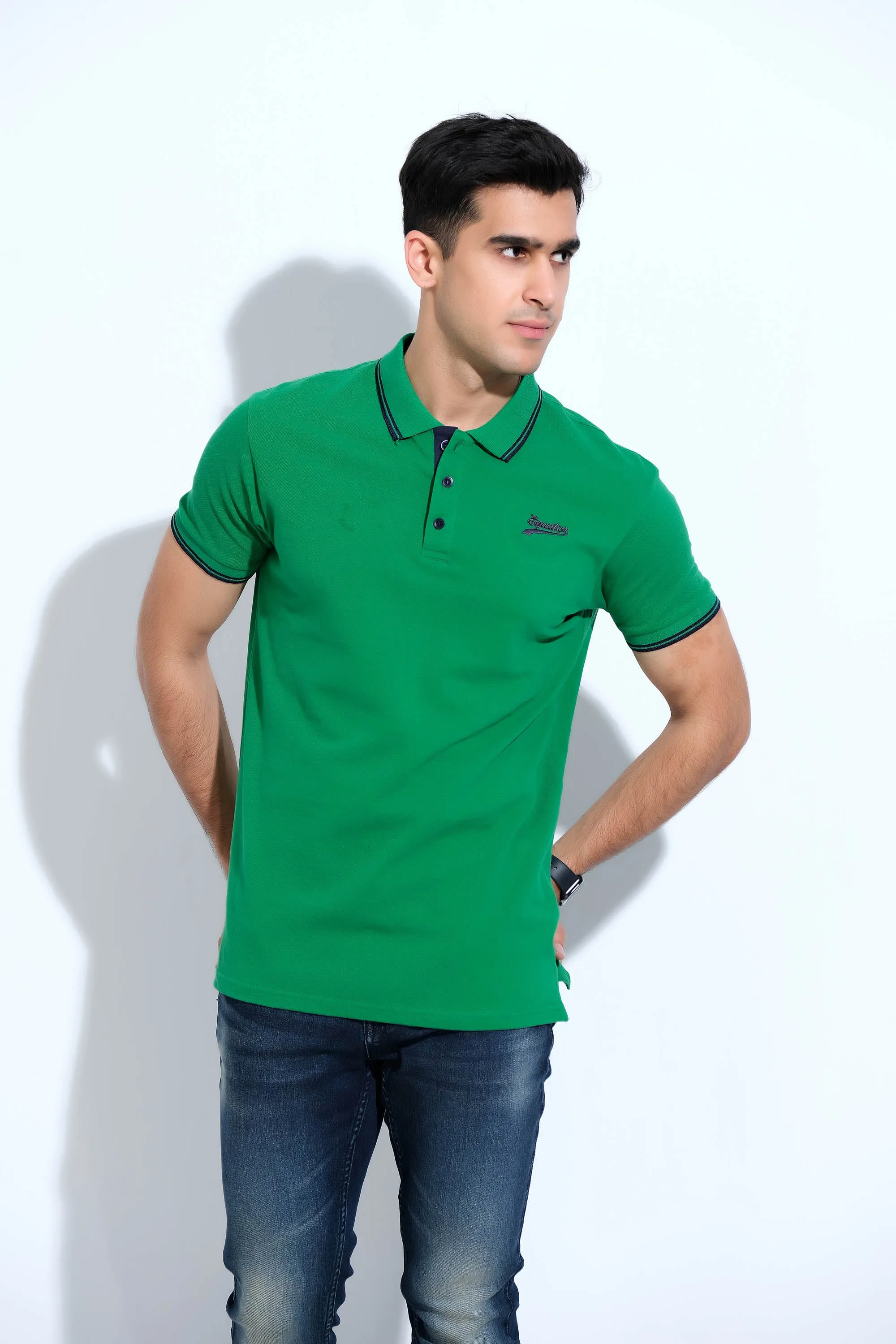Green Half Sleeve Polos