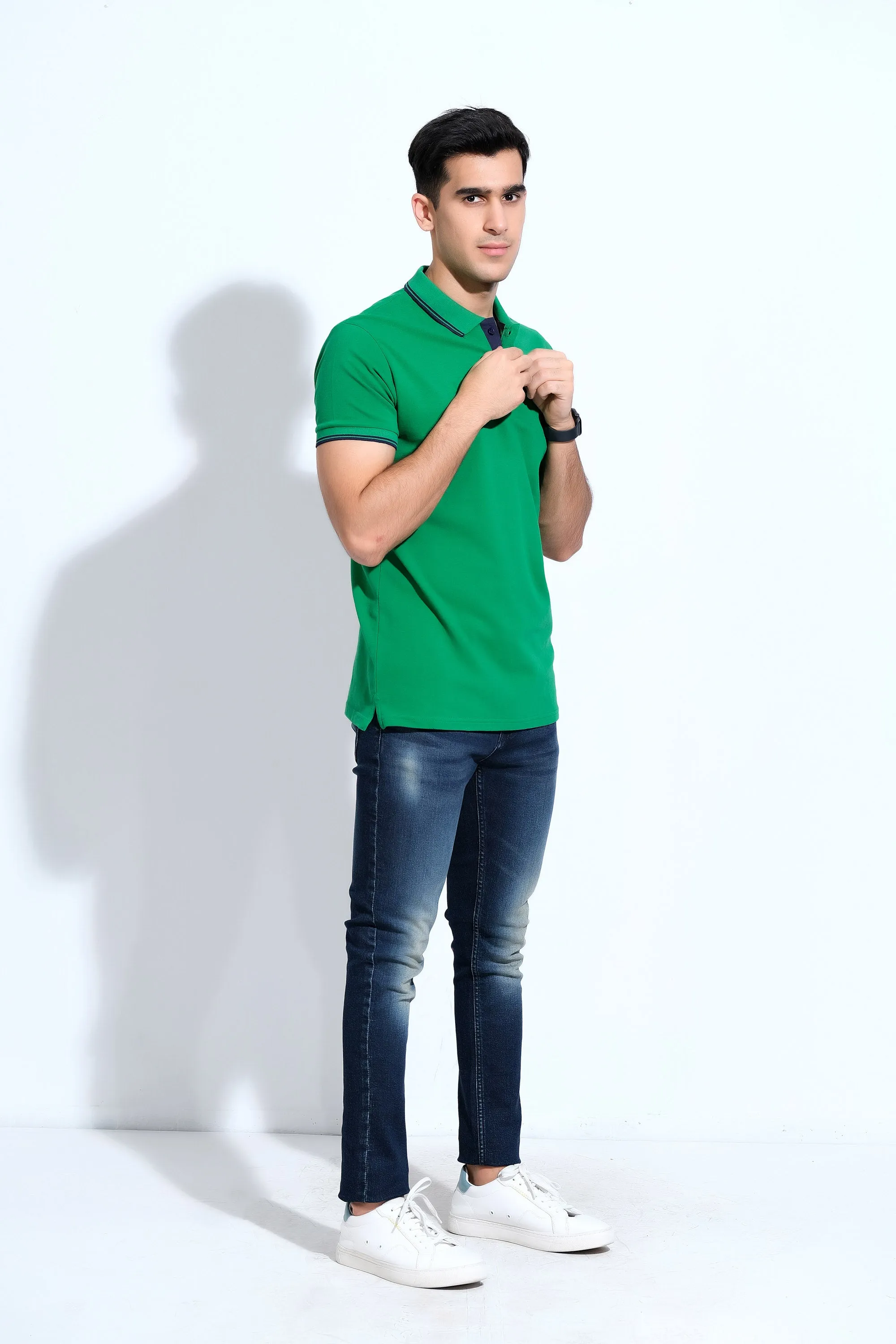 Green Half Sleeve Polos
