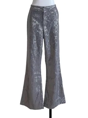 Grey Sequin Wide Pants