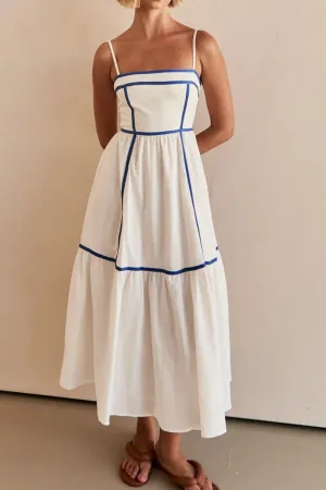 Hazel Blues® |  Contrast Trim Square Neck Midi Cami Dress