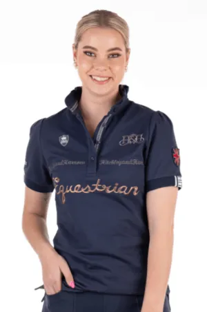 Hitchley & Harrow Polo Womens Frill with Metallic Bronze Detail