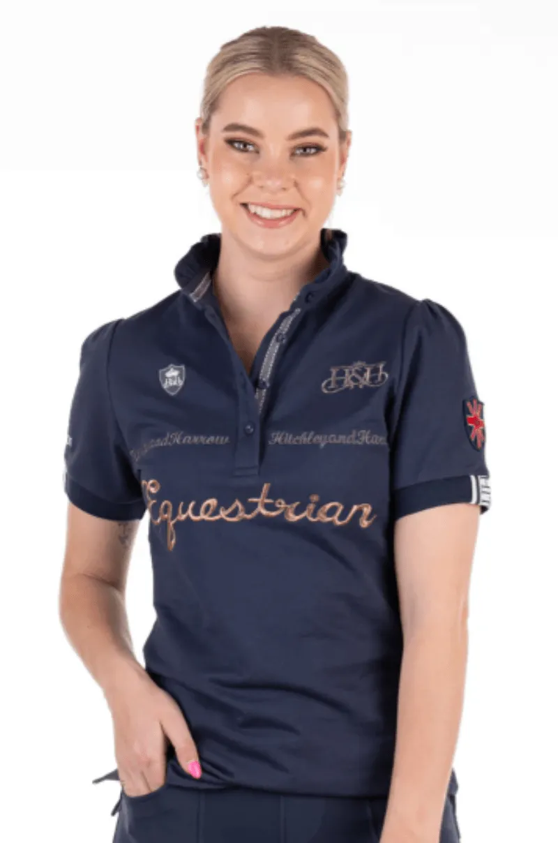 Hitchley & Harrow Polo Womens Frill with Metallic Bronze Detail