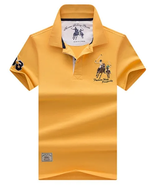 Hollirtiger polo men's Shirt Cartoon Embroidery men clothes 2019 Cotton Black White Red Jersey