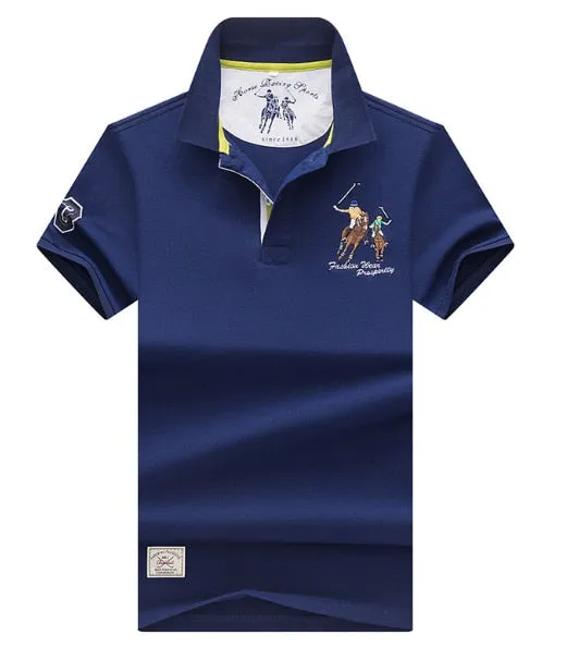 Hollirtiger polo men's Shirt Cartoon Embroidery men clothes 2019 Cotton Black White Red Jersey