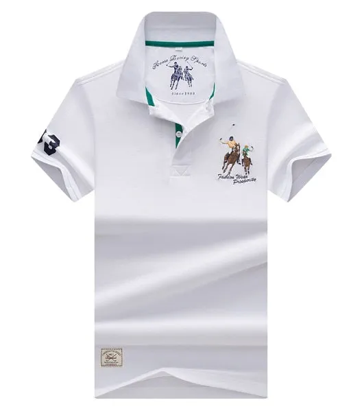 Hollirtiger polo men's Shirt Cartoon Embroidery men clothes 2019 Cotton Black White Red Jersey