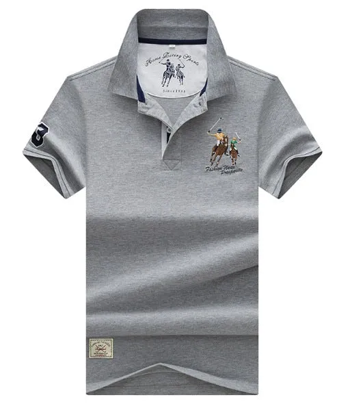 Hollirtiger polo men's Shirt Cartoon Embroidery men clothes 2019 Cotton Black White Red Jersey