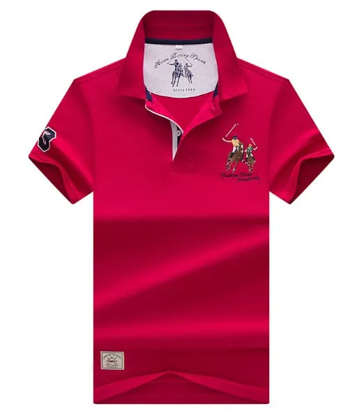 Hollirtiger polo men's Shirt Cartoon Embroidery men clothes 2019 Cotton Black White Red Jersey