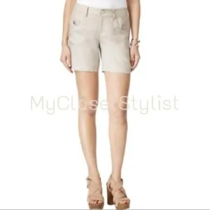 INC Crystal Natural Linen Walking Shorts NWT Pockets 4 xs International Concepts