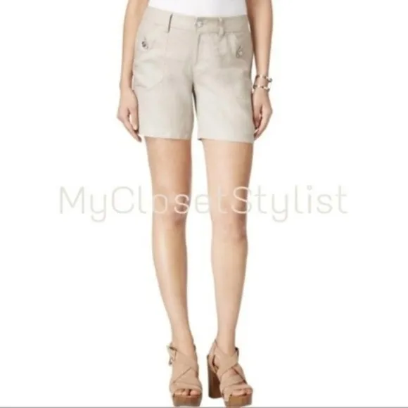 INC Crystal Natural Linen Walking Shorts NWT Pockets 4 xs International Concepts
