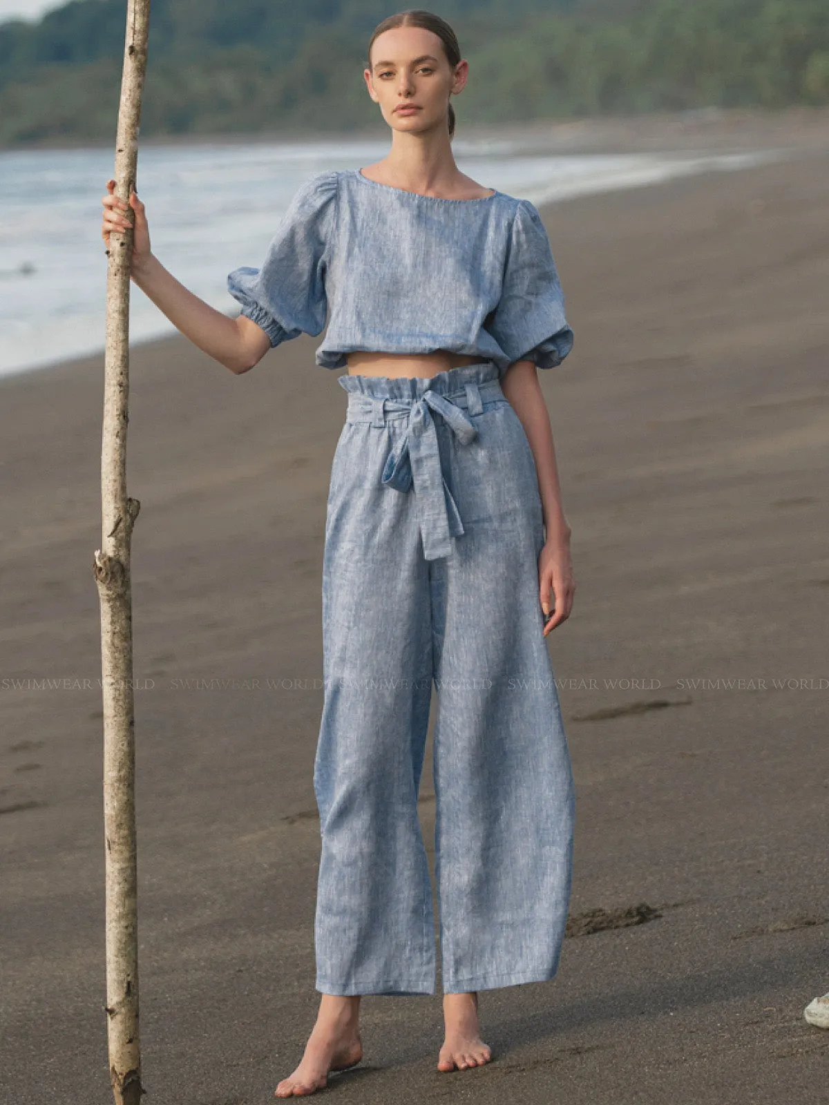 Ivette Skyblue Hemp Blouse-Verona Skyblue Hemp Pants ::RET