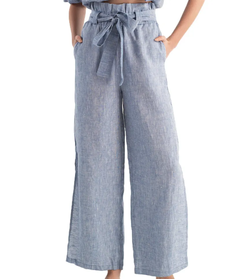 Ivette Skyblue Hemp Blouse-Verona Skyblue Hemp Pants ::RET