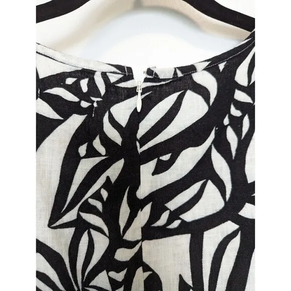 J JASON WU Linen Blend Romper Womens Size L Black Floral Sleeveless Shorts NWT