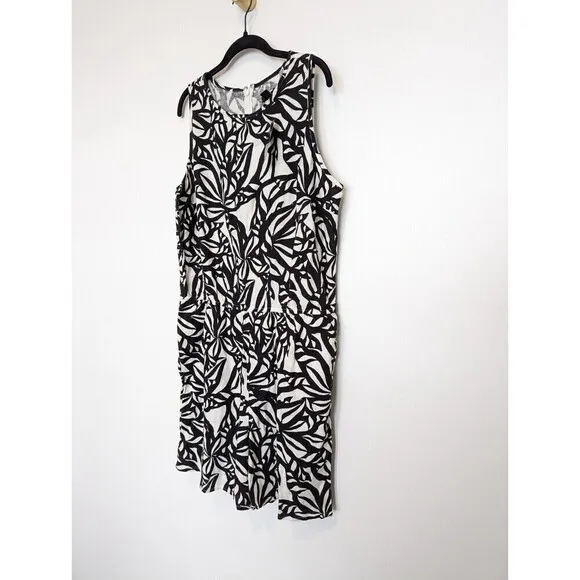 J JASON WU Linen Blend Romper Womens Size L Black Floral Sleeveless Shorts NWT