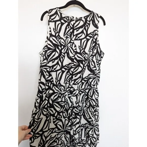 J JASON WU Linen Blend Romper Womens Size L Black Floral Sleeveless Shorts NWT