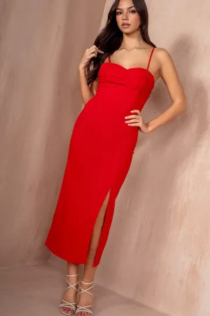 Janelle Red Linen Dress