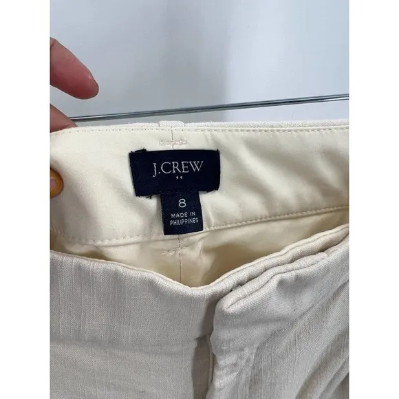 J.CREW Womens Size 8 Viscose &amp; Linen Blend Re-Imagined Shorts Cream