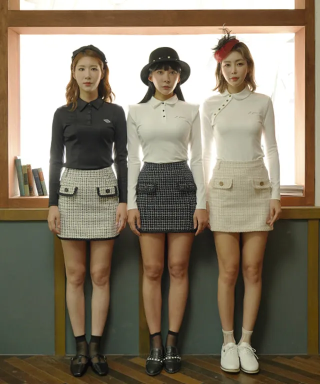 J.Jane Double Tweed H Line Skirt (Black)