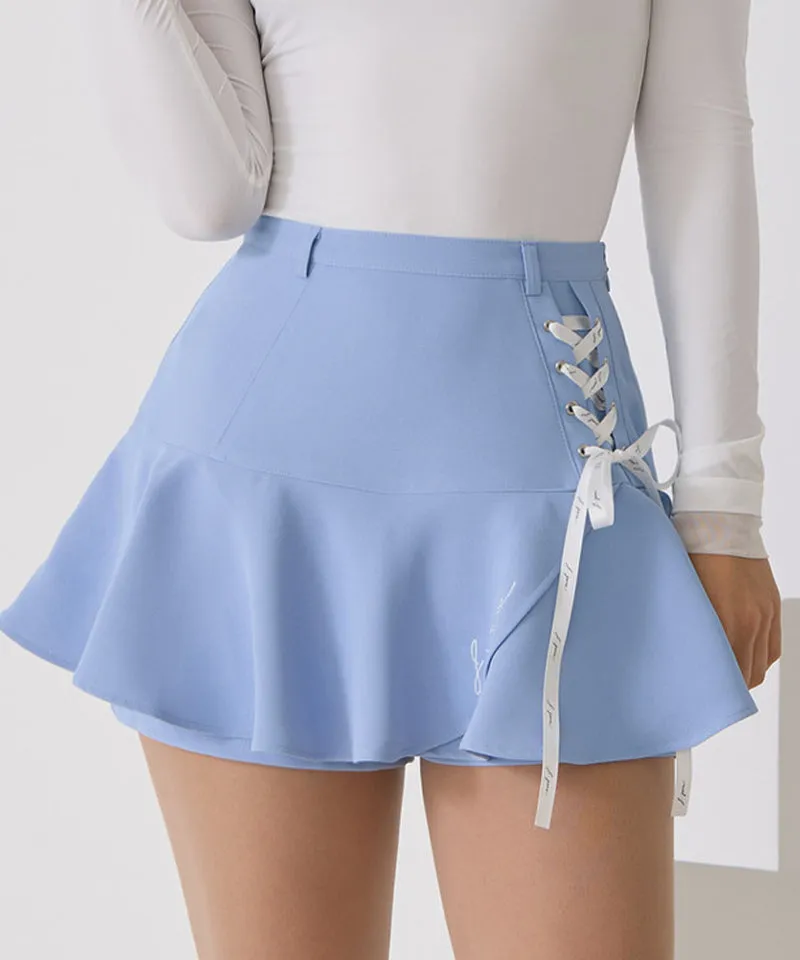 J.Jane Lace-Up Flower Culotte Pants - Blue