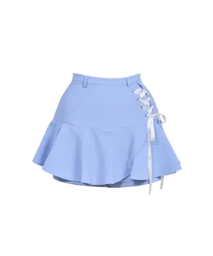J.Jane Lace-Up Flower Culotte Pants - Blue