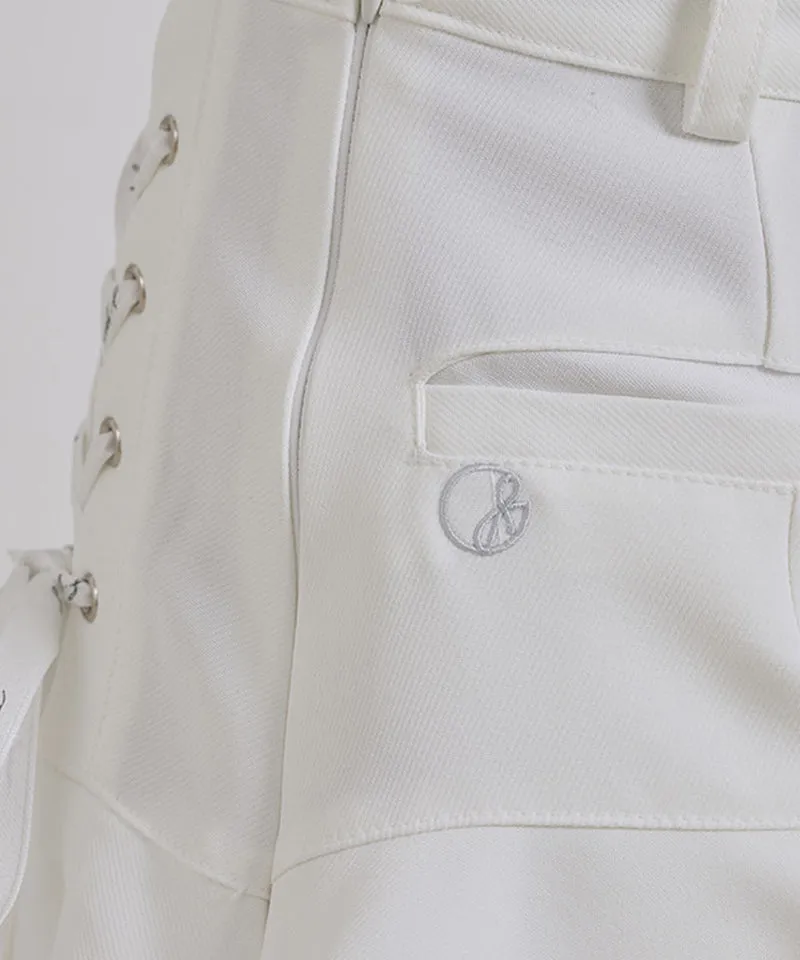 J.Jane Lace-Up Flower Culotte Pants - White
