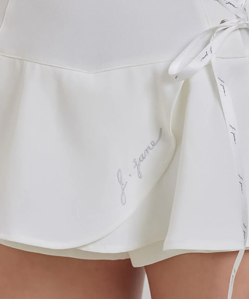 J.Jane Lace-Up Flower Culotte Pants - White
