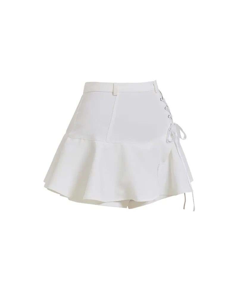 J.Jane Lace-Up Flower Culotte Pants - White